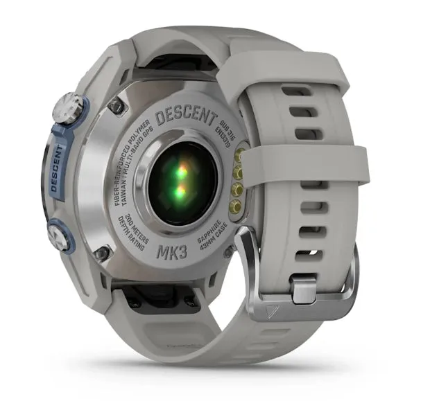 * Descent Mk3 - 43 Mm Stainless Steel With Fog Grey Silicone Band