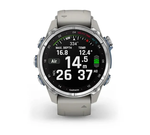* Descent Mk3 - 43 Mm Stainless Steel With Fog Grey Silicone Band