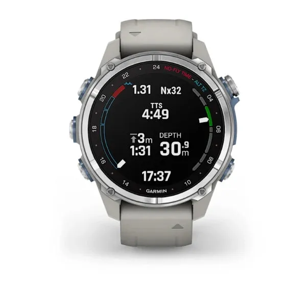 * Descent Mk3 - 43 Mm Stainless Steel With Fog Grey Silicone Band