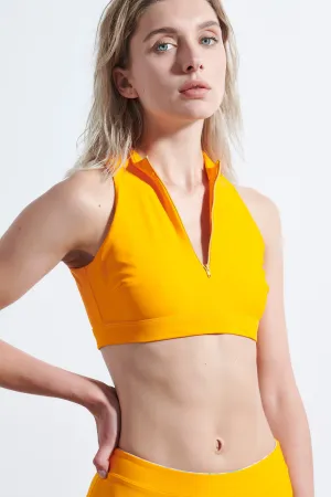 Αθλητικό κροπ τοπ με zipper (UV50  προστασία) |  Πορτοκαλί