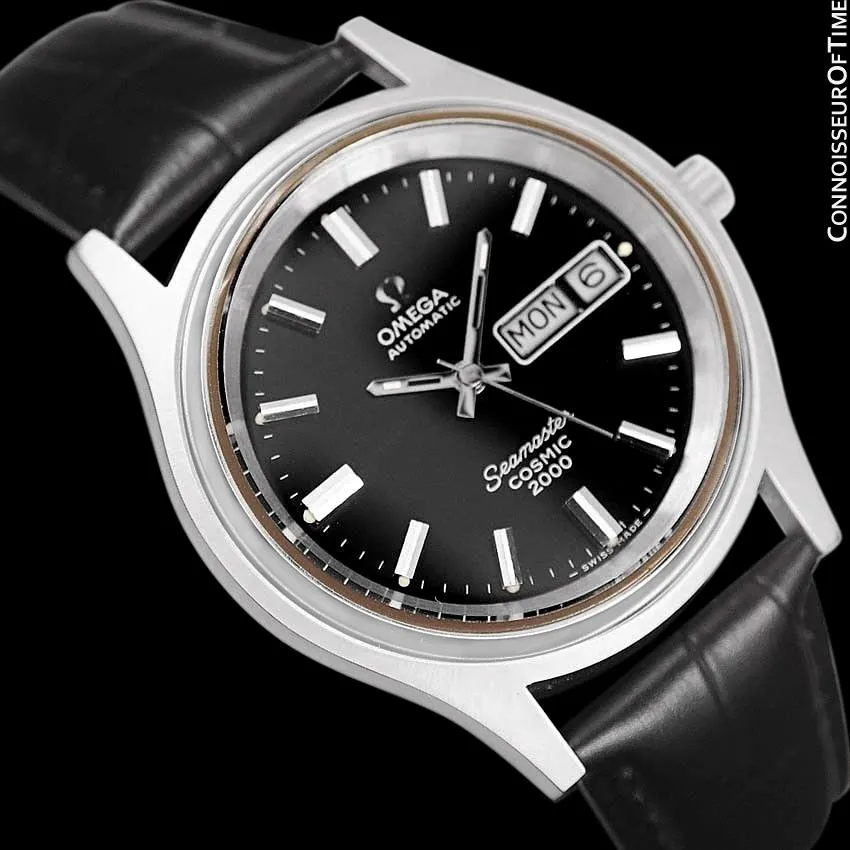 1970's Omega Seamaster Cosmic 2000 Vintage Mens Dive Watch, Automatic, Day Date - Stainless Steel
