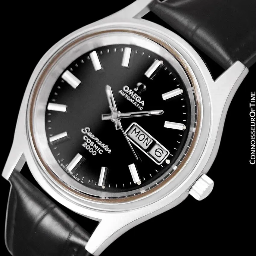 1970's Omega Seamaster Cosmic 2000 Vintage Mens Dive Watch, Automatic, Day Date - Stainless Steel