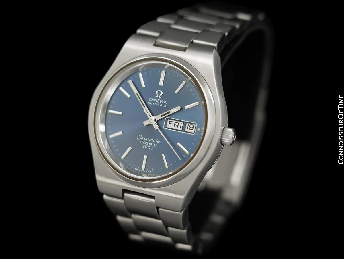 1970's Omega Seamaster Cosmic 2000 Vintage Mens Large Dive Watch, Automatic, Day Date - Stainless Steel