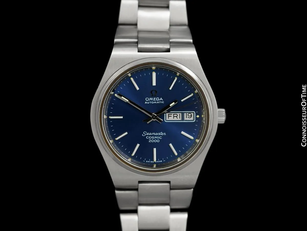 1970's Omega Seamaster Cosmic 2000 Vintage Mens Large Dive Watch, Automatic, Day Date - Stainless Steel