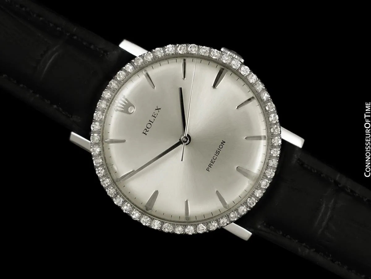 1973 Rolex Precision Vintage Mens Ref. 3411 Dress Watch - Stainless Steel & Diamonds