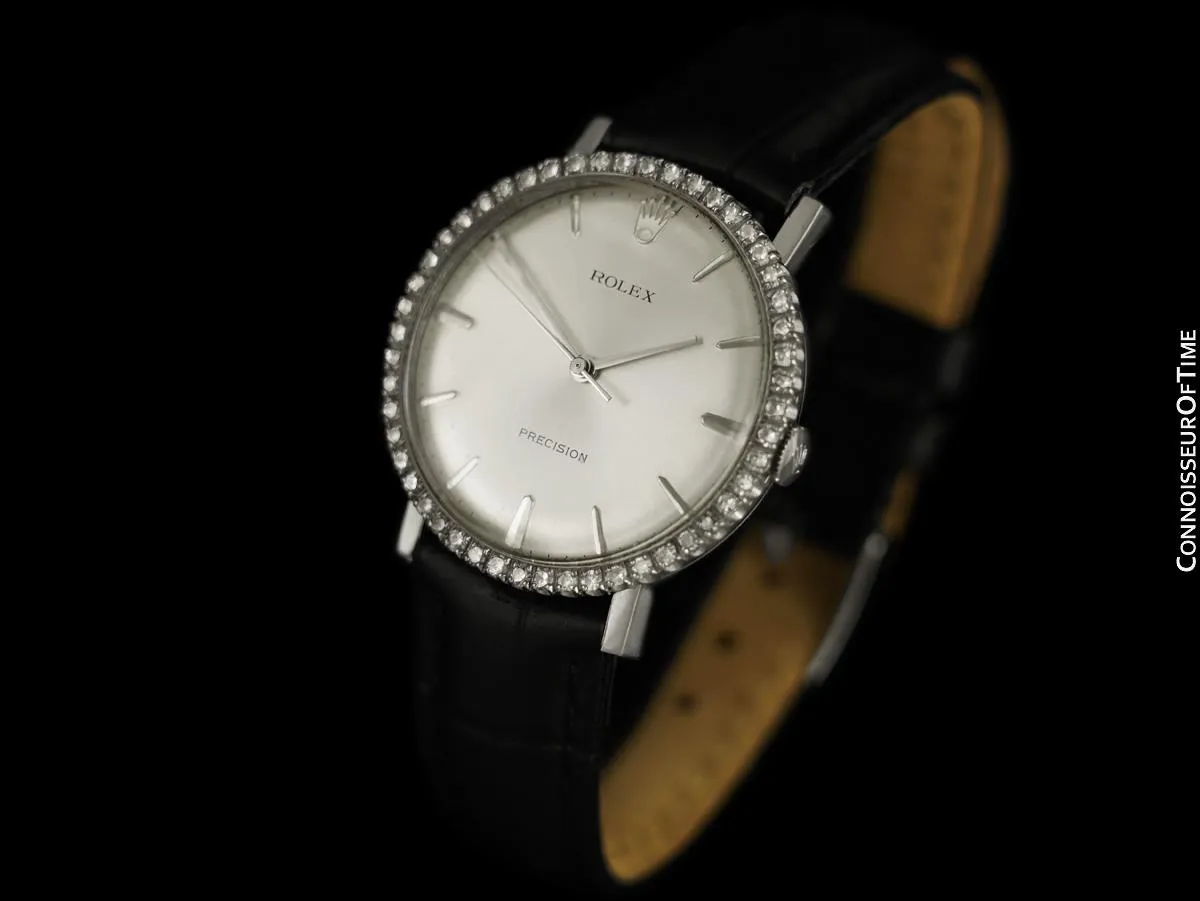 1973 Rolex Precision Vintage Mens Ref. 3411 Dress Watch - Stainless Steel & Diamonds