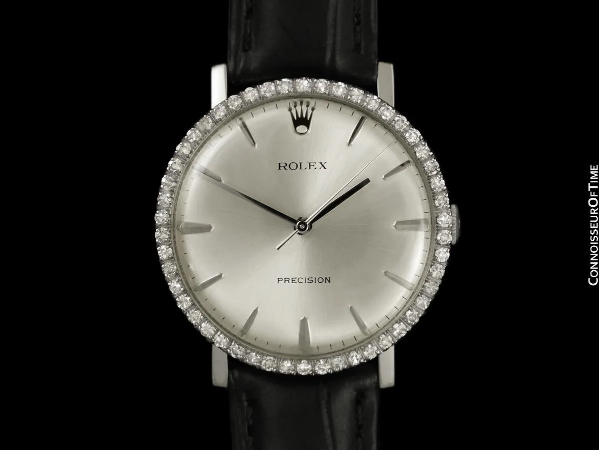 1973 Rolex Precision Vintage Mens Ref. 3411 Dress Watch - Stainless Steel & Diamonds