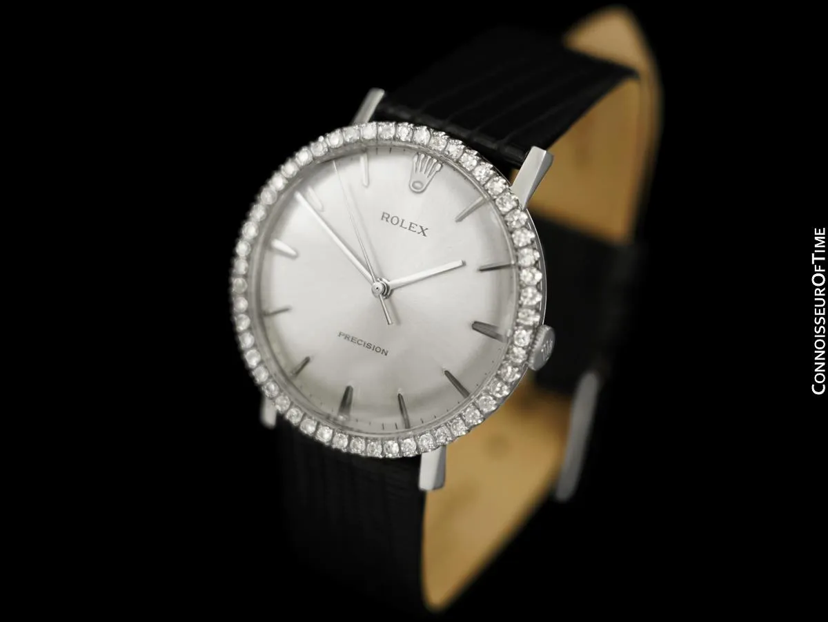 1973 Rolex Precision Vintage Mens Ref. 3411 Dress Watch - Stainless Steel & Diamonds
