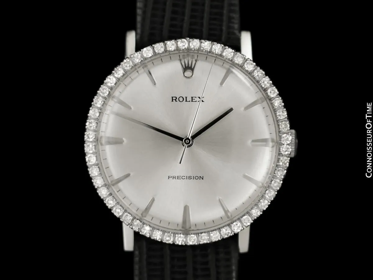1973 Rolex Precision Vintage Mens Ref. 3411 Dress Watch - Stainless Steel & Diamonds