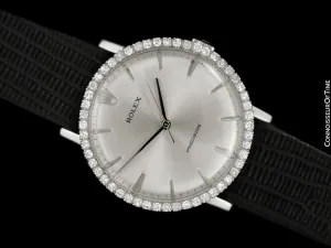 1973 Rolex Precision Vintage Mens Ref. 3411 Dress Watch - Stainless Steel & Diamonds