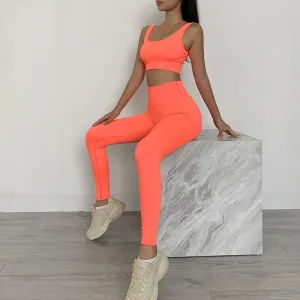 2-Pieces Seamless Padded Sports Bra & High Waist Legging
