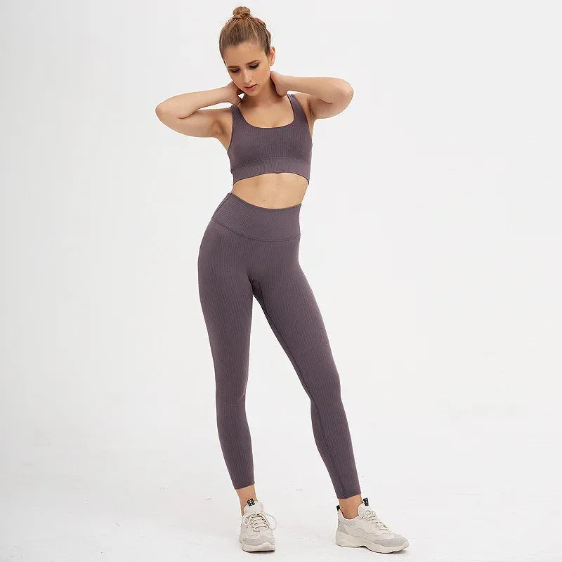 2-Pieces Seamless Padded Sports Bra & High Waist Legging