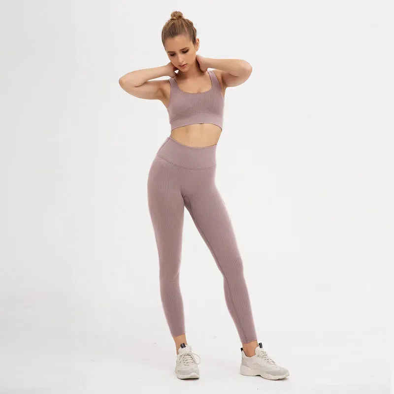 2-Pieces Seamless Padded Sports Bra & High Waist Legging