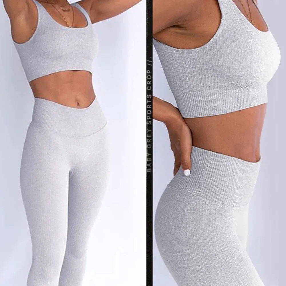 2-Pieces Seamless Padded Sports Bra & High Waist Legging