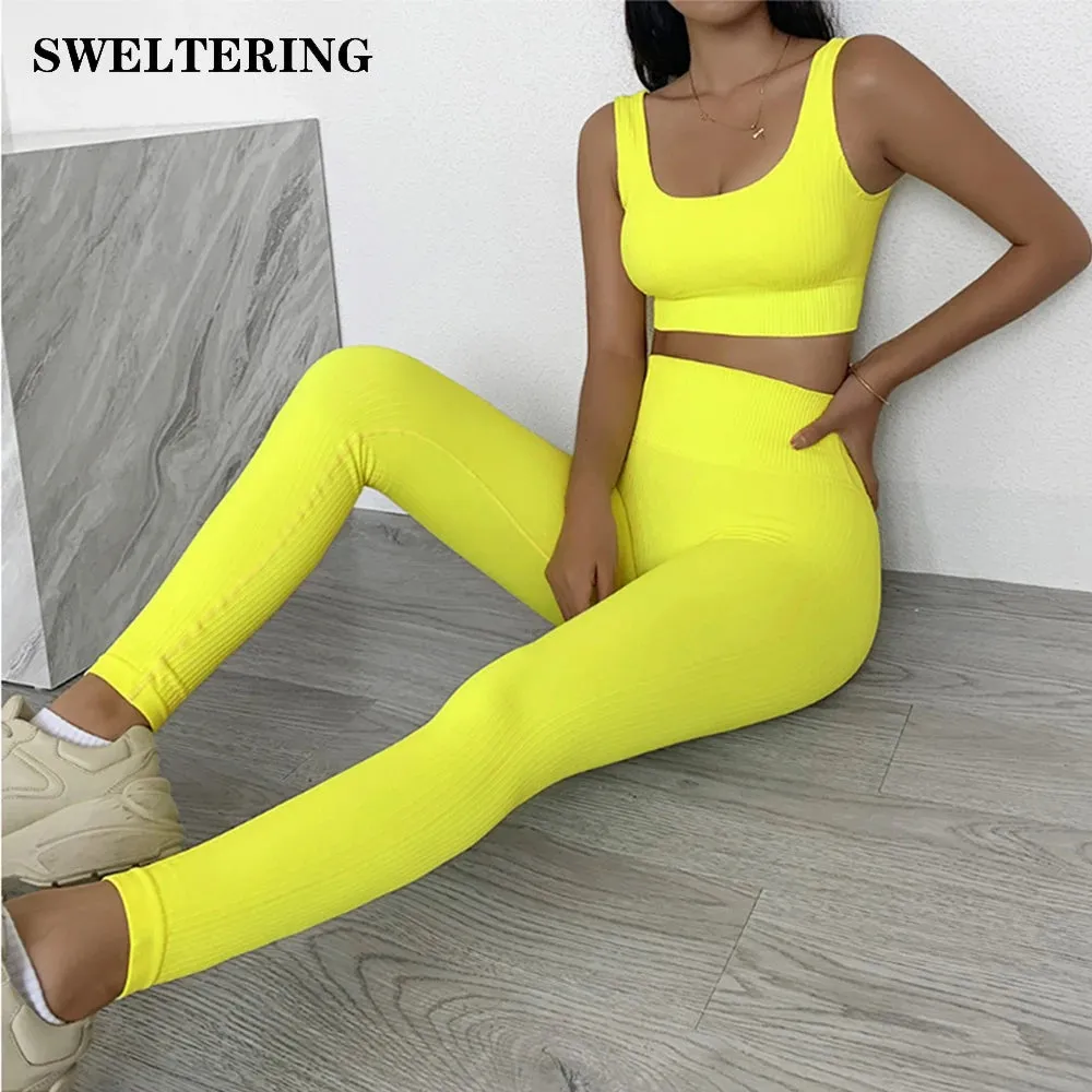 2-Pieces Seamless Padded Sports Bra & High Waist Legging