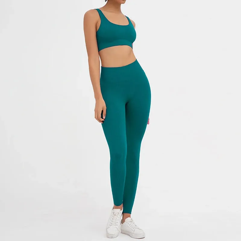 2-Pieces Seamless Padded Sports Bra & High Waist Legging