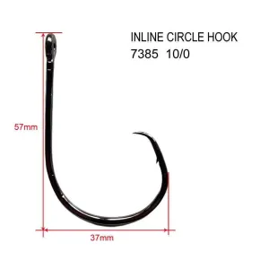200pcs 10/0 Straight Eye Inline Circle Hooks Fishing Tackle