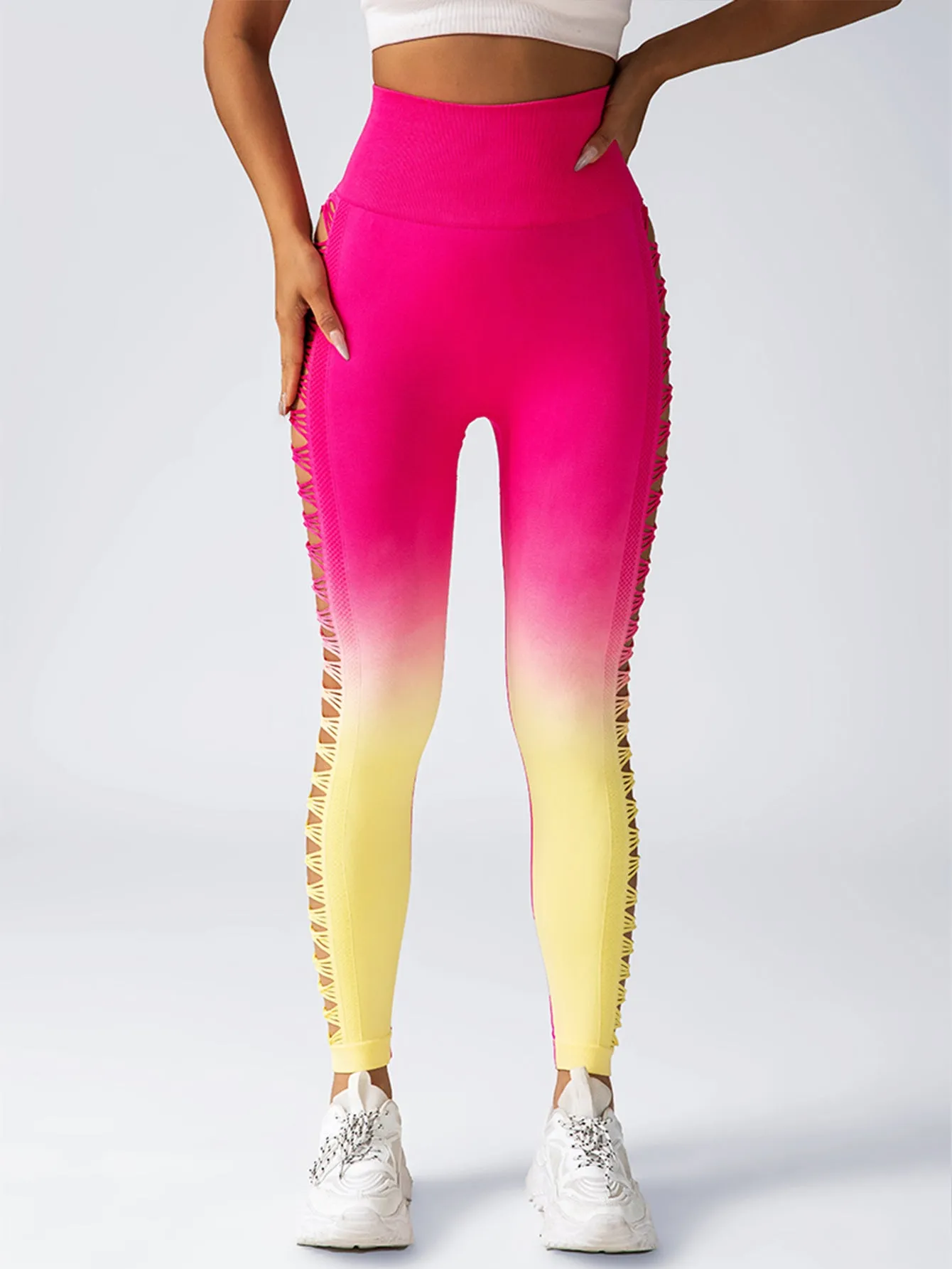 3 Pack Women's Gradient Butterfly High-Waist Butt-Lifting Leggings | Seamless Yoga Pants | Scrunch Elastic Tights