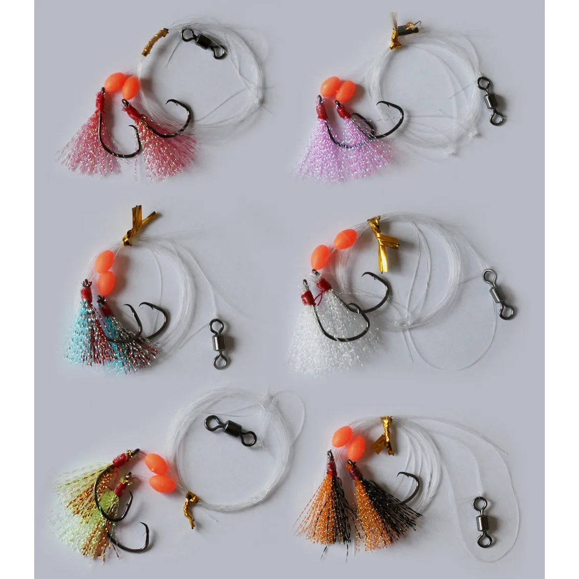 30 x Custom Designed Whiting Flasher Rigs 6 Colours In Size 4# Fishing Hooks