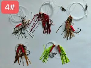 30 X MasterPro Skirt Rigs Whiting Fishing Rigs in 5 colours size 4# Hook