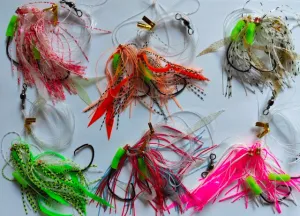 30X MasterPro Skirt Rigs Snapper Fishing Rigs in 6 Colours Size 6/0 Hooks 60lb Leader