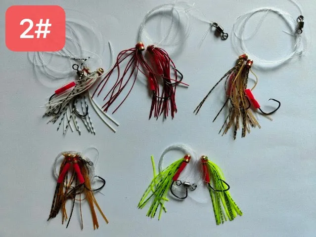 30X MasterPro Skirt Rigs Whiting Fishing Rigs in 5 Different Colours with Size2# Hooks