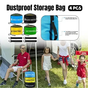 4PCS Caravan Camping RV Hose Bag Cable Storage Organizer for Water Hose Cord