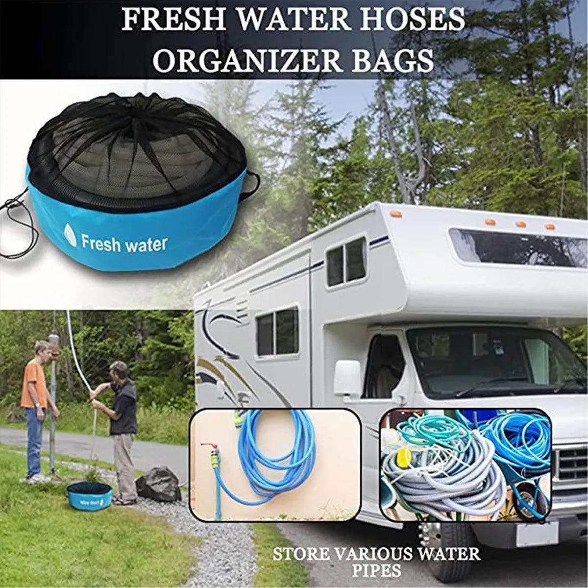 4PCS Caravan Camping RV Hose Bag Cable Storage Organizer for Water Hose Cord