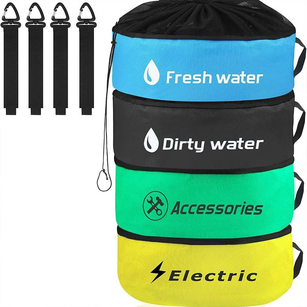 4PCS Caravan Camping RV Hose Bag Cable Storage Organizer for Water Hose Cord