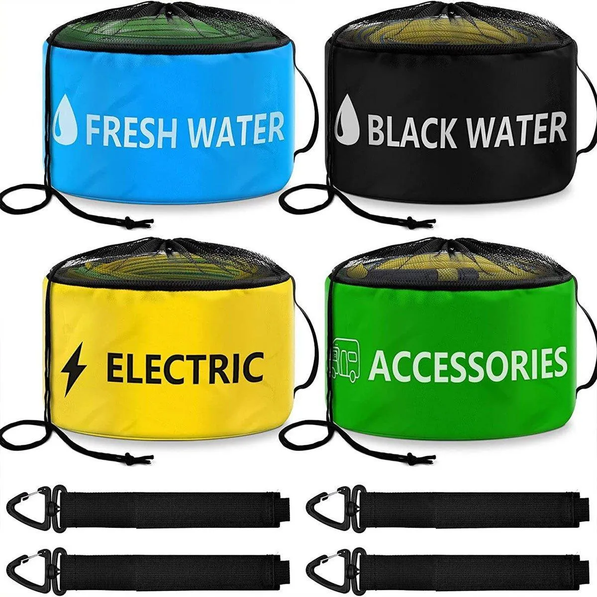 4PCS Caravan Camping RV Hose Bag Cable Storage Organizer for Water Hose Cord