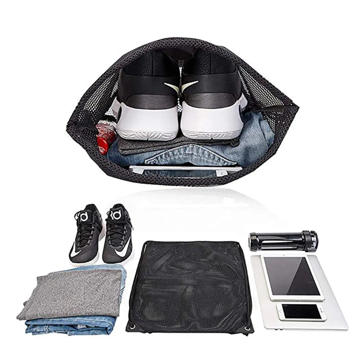 4X Heavy Duty Mesh Drawstring Bag Gym Equipment Storage Bag for Beach Swimming