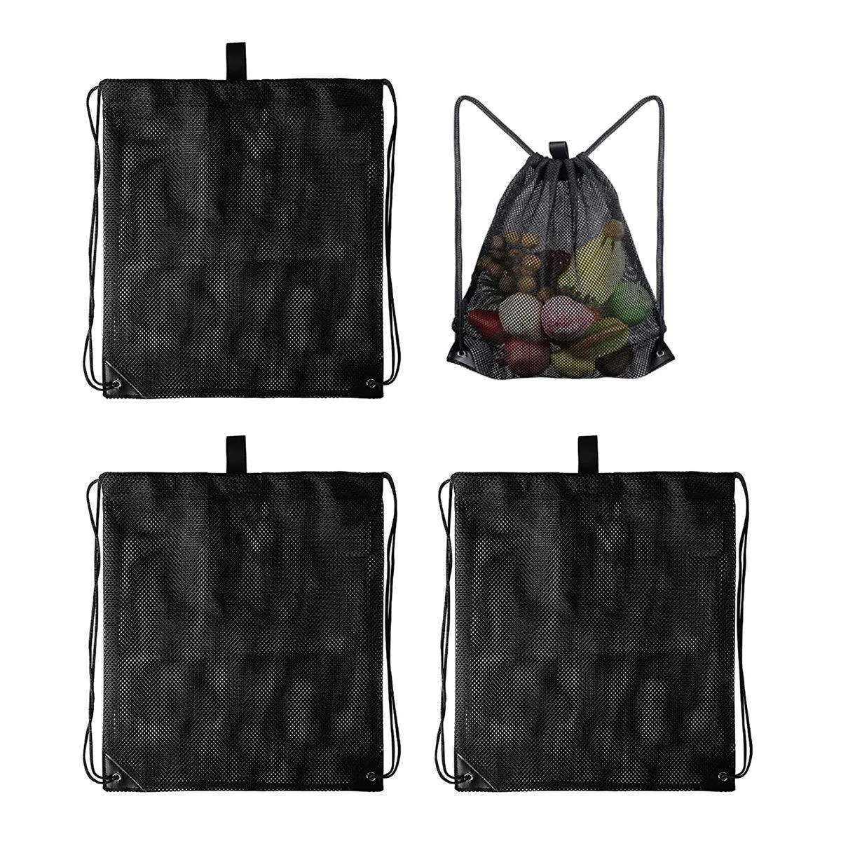 4X Heavy Duty Mesh Drawstring Bag Gym Equipment Storage Bag for Beach Swimming