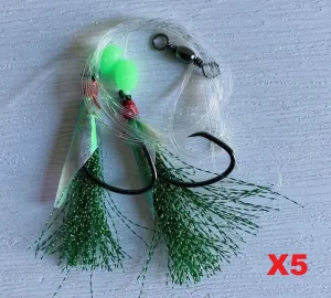 5 x 5/0 Custom Designed Snapper Fishing Rigs In 5 Colours Tackle