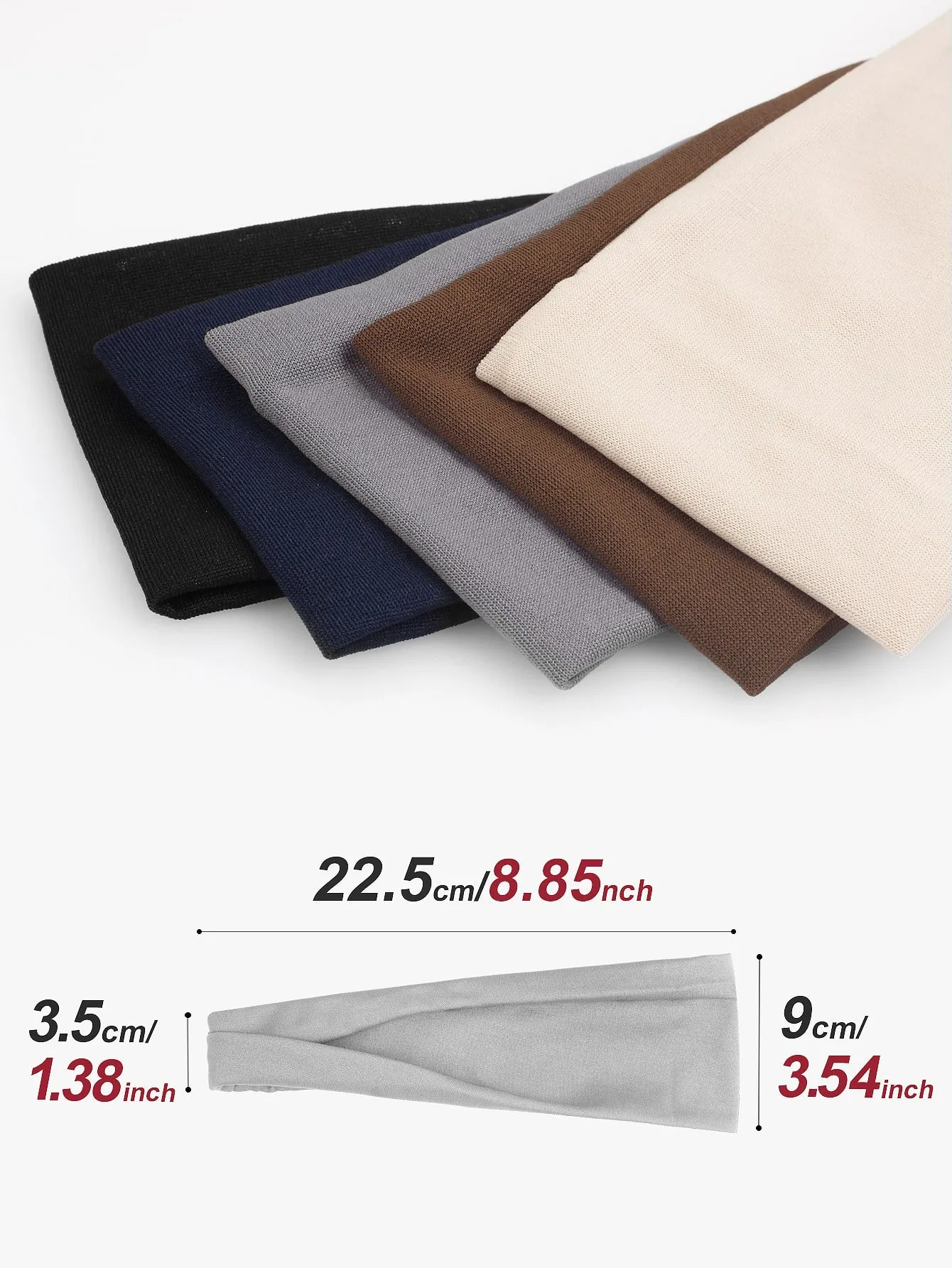 6pcs/Set Solid Color Elastic Sports Headbands