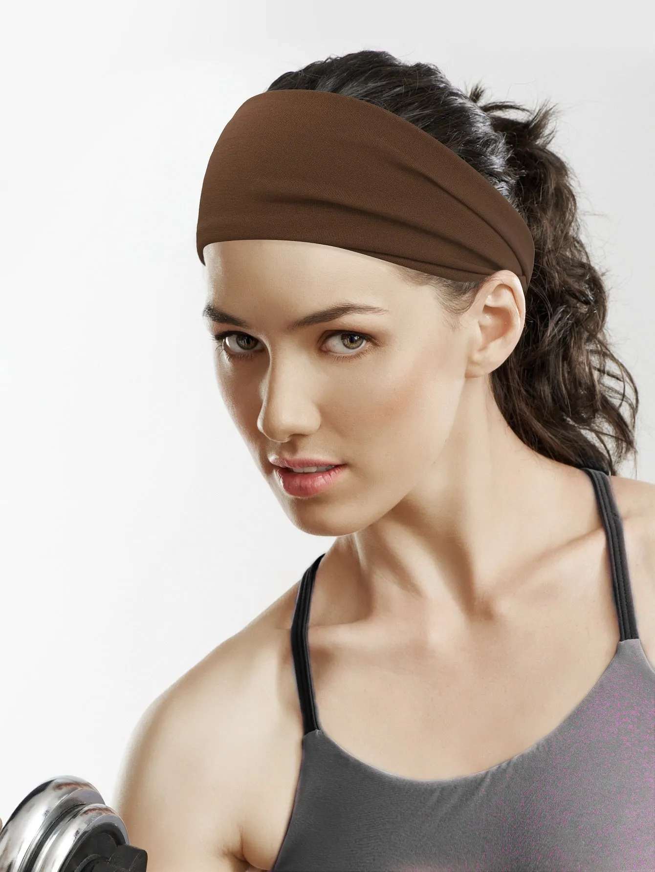 6pcs/Set Solid Color Elastic Sports Headbands