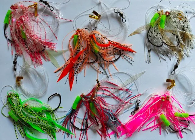 6X MasterPro Skirt Rigs Snapper Fishing Rigs in 6 Colours Size 5/0 Hooks 60lb Leader