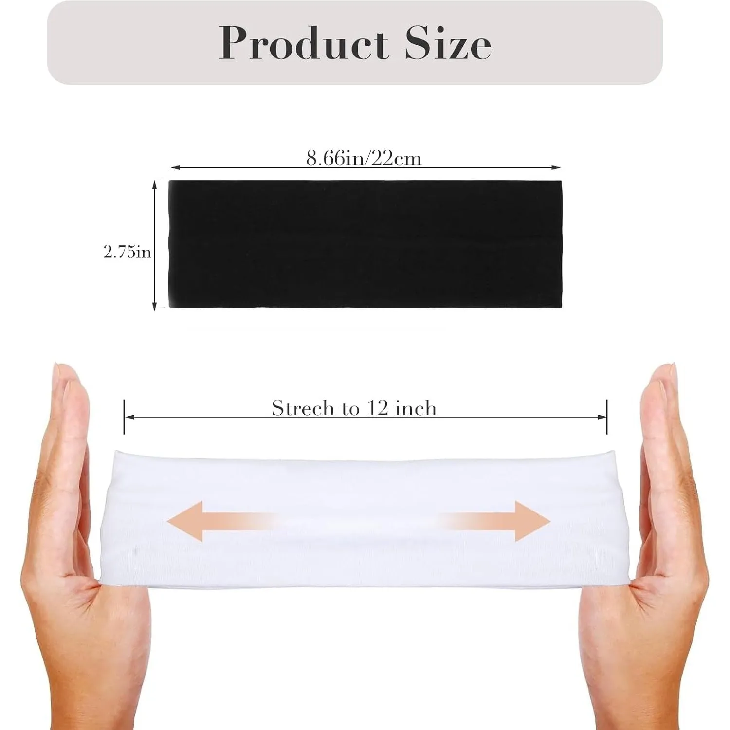 7cm Wide Black Headbands for Women Men, Yedtreg 2pack Fashion Head Bands for Women's Hair, Soft Fabric Stretchy Hair Bands for Makeup, Yoga, Running, Sports