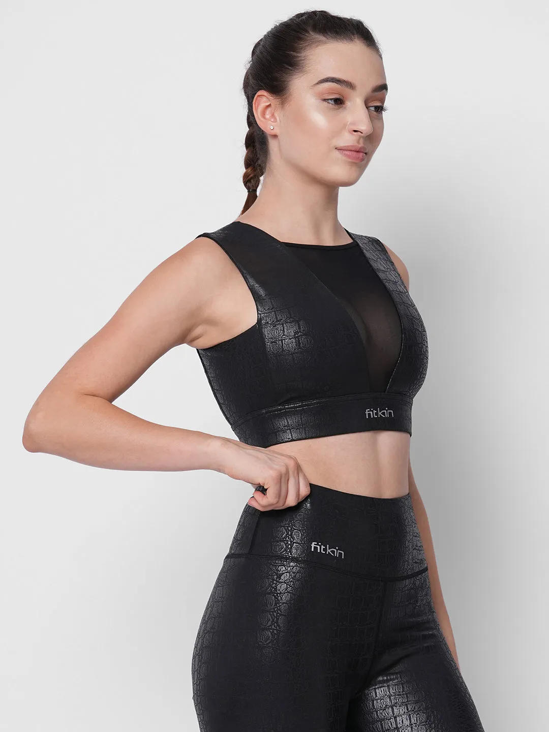 Active luxe print sports bra
