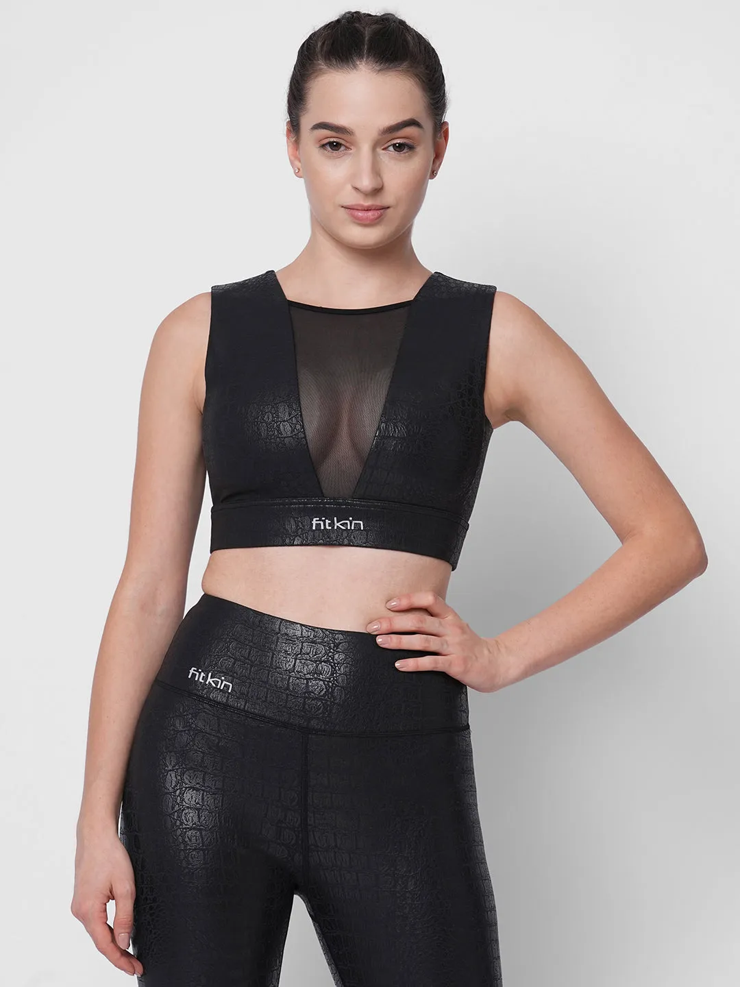 Active luxe print sports bra