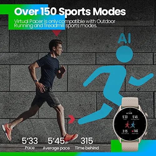 Amazfit GTR 3 Smart Watch 46mm for Android iPhone, 21-Day Battery Life, Alexa Built-in, GPS, Fitness Tracker with 150  Sports Modes, AMOLED Display, Heart Rate Sleep Health Tracker, Black