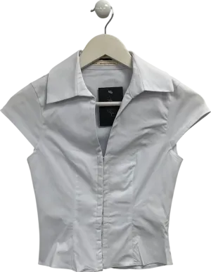 Anthropologie White Short Sleeve Bengaline Corset Top UK XXS