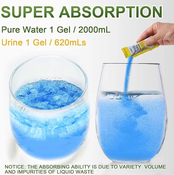 AOKE Portable Toilet Absorbent Gel Powder - 25 Pack Poo Deodorizing Treatment for Outdoor Camping and Hiking