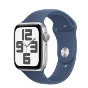 Apple Watch SE GPS 44mm Silver Aluminium Case with Denim Sport Band - S/M