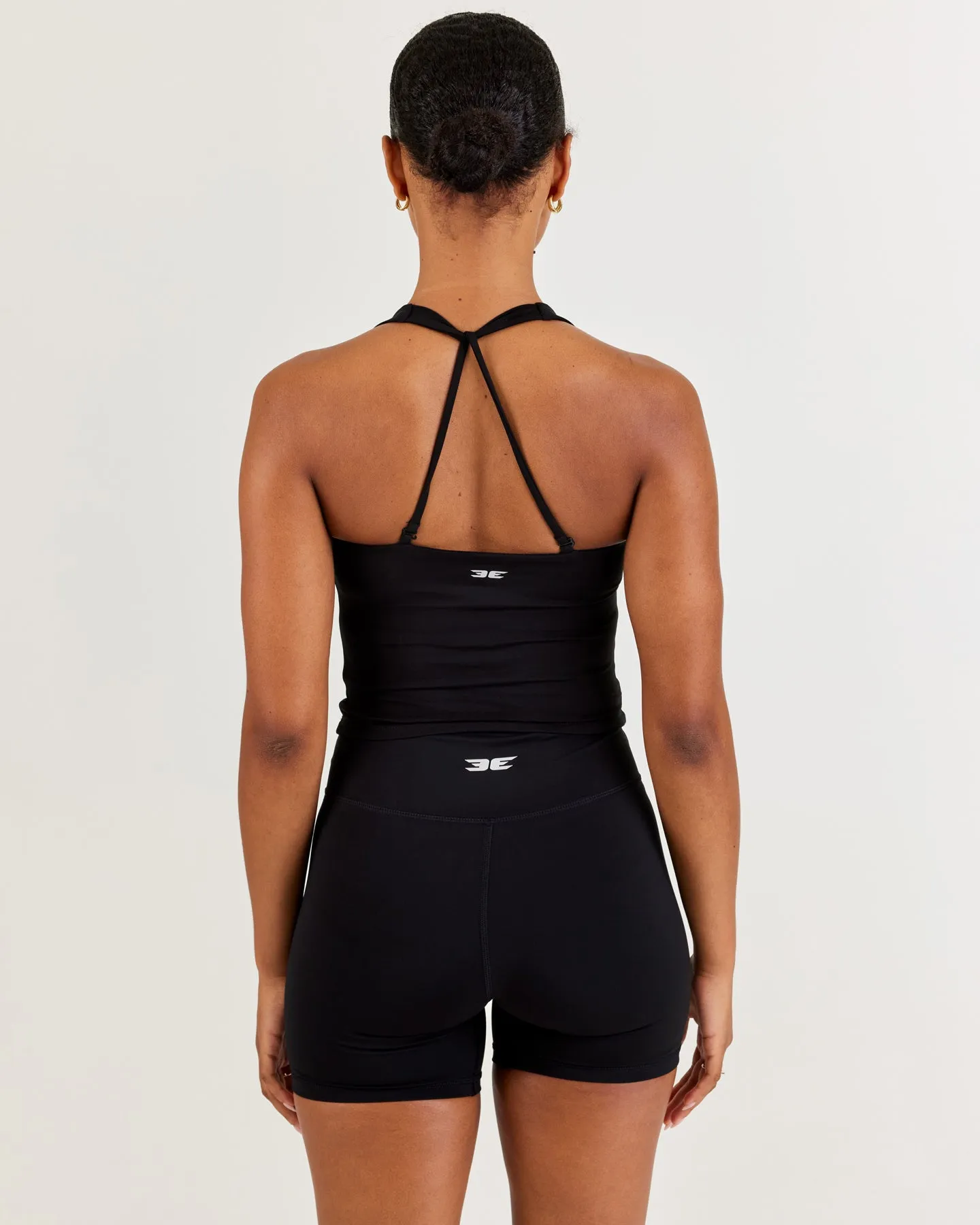 Aura Halter Scrunch Tank - Black