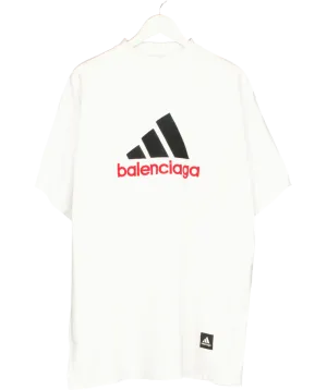 Balenciaga x Adidas White Logo Print T-shirt UK L