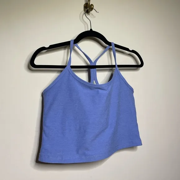 Beyond Yoga Spacedye Slim Racerback Cropped Tank Periwinkle Cloud Heather
