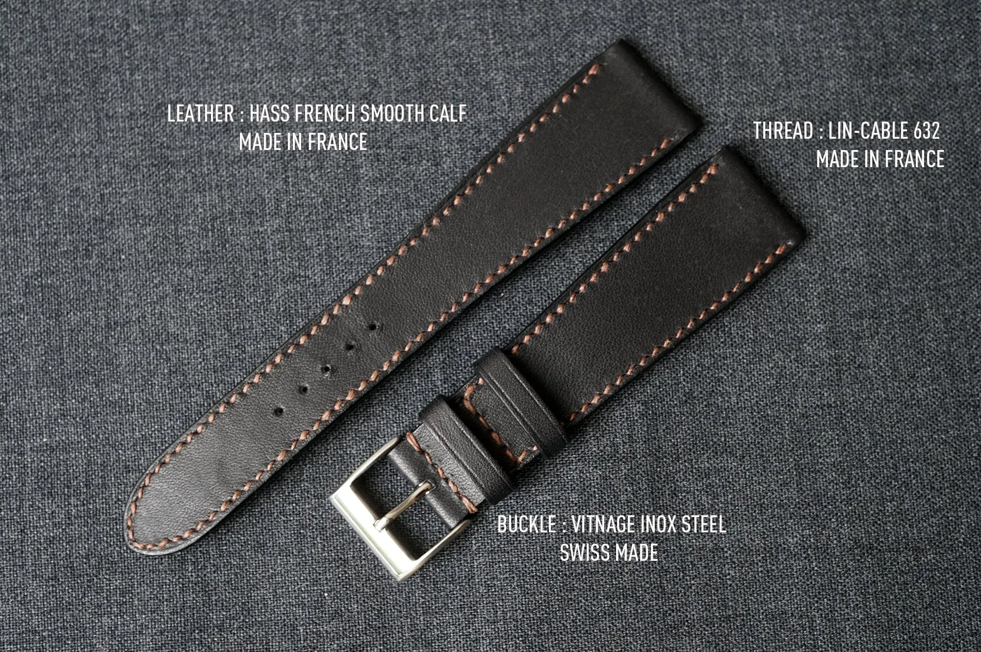 BLACK NOVONAPPA SMOOTH CALF CUSTOM MADE STRAP