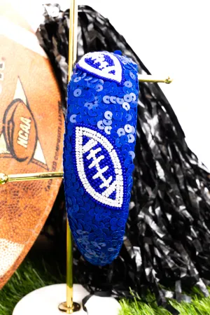 Blue Football Seed Bead Sequin Headband