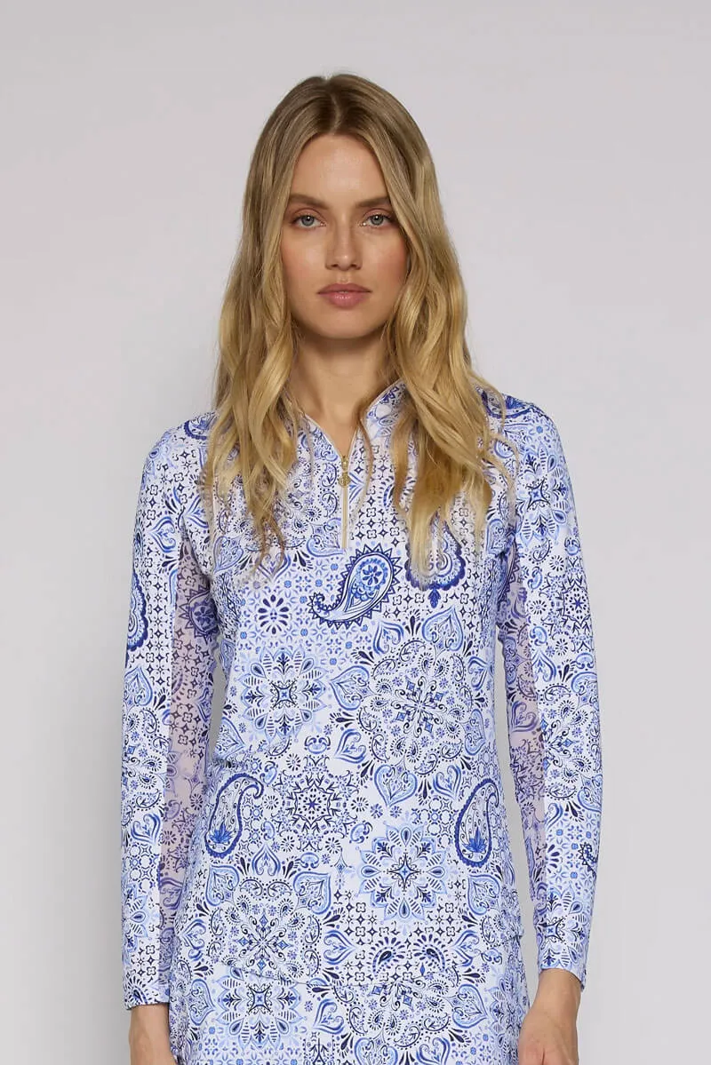 Blue Paisley UPF 50  Sport Shirt