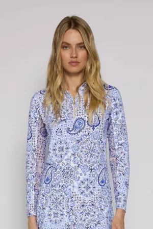 Blue Paisley UPF 50  Sport Shirt